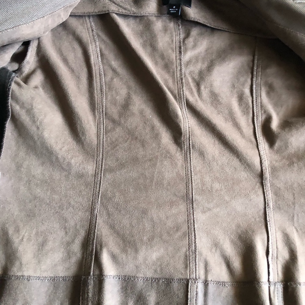 INSIGHT faux leather mixed textile Beige Biker moto Jacket - Picture 5 of 10